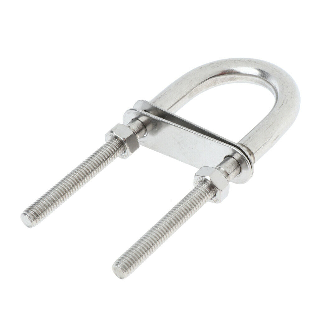 2 Pcs Marine Stainless Steel Heavy Duty Bow Eye with Safety Lock Nut (M6) Stock