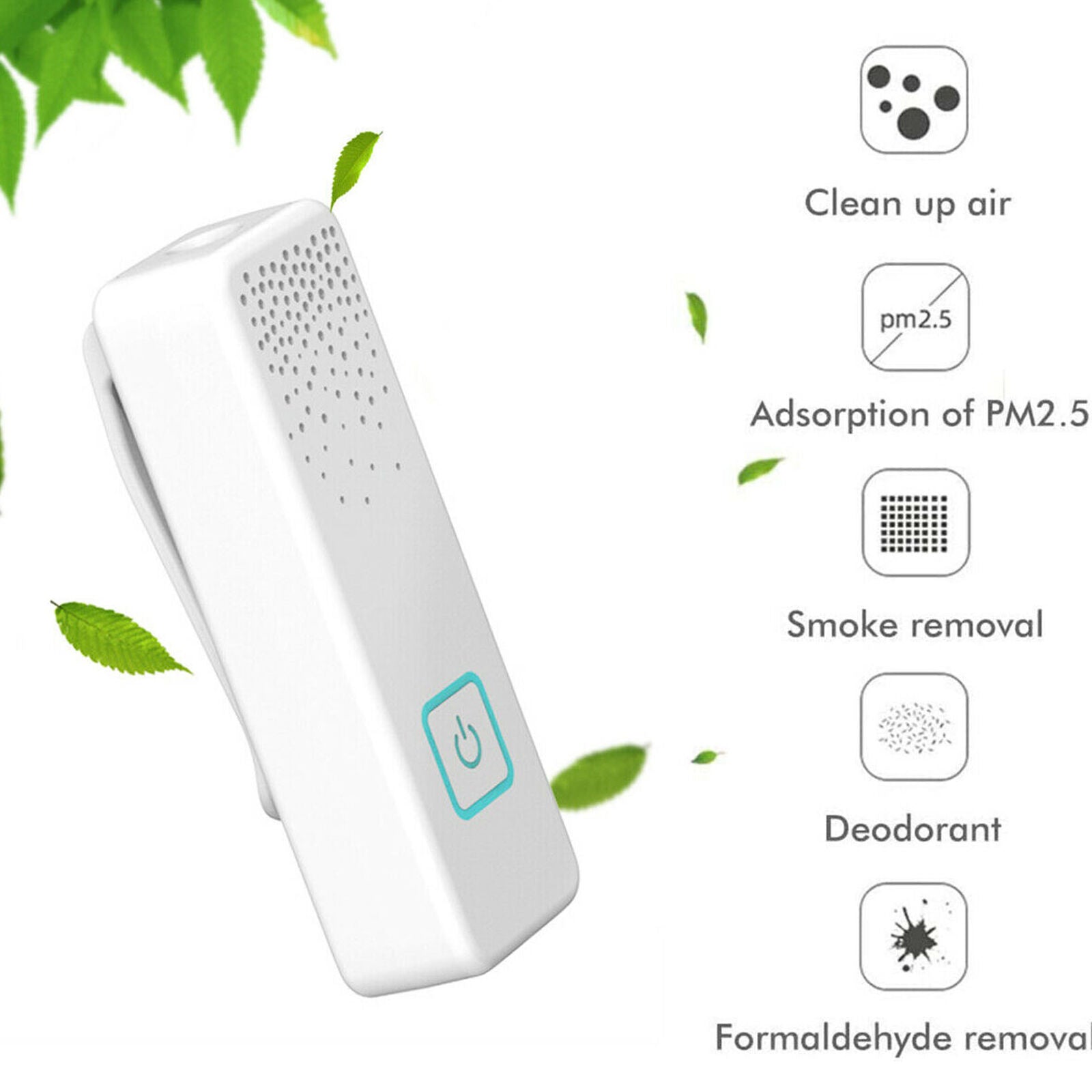 Mini Air Purifier Ionizer Ion Generator Tie Clip Wearable USB Remover