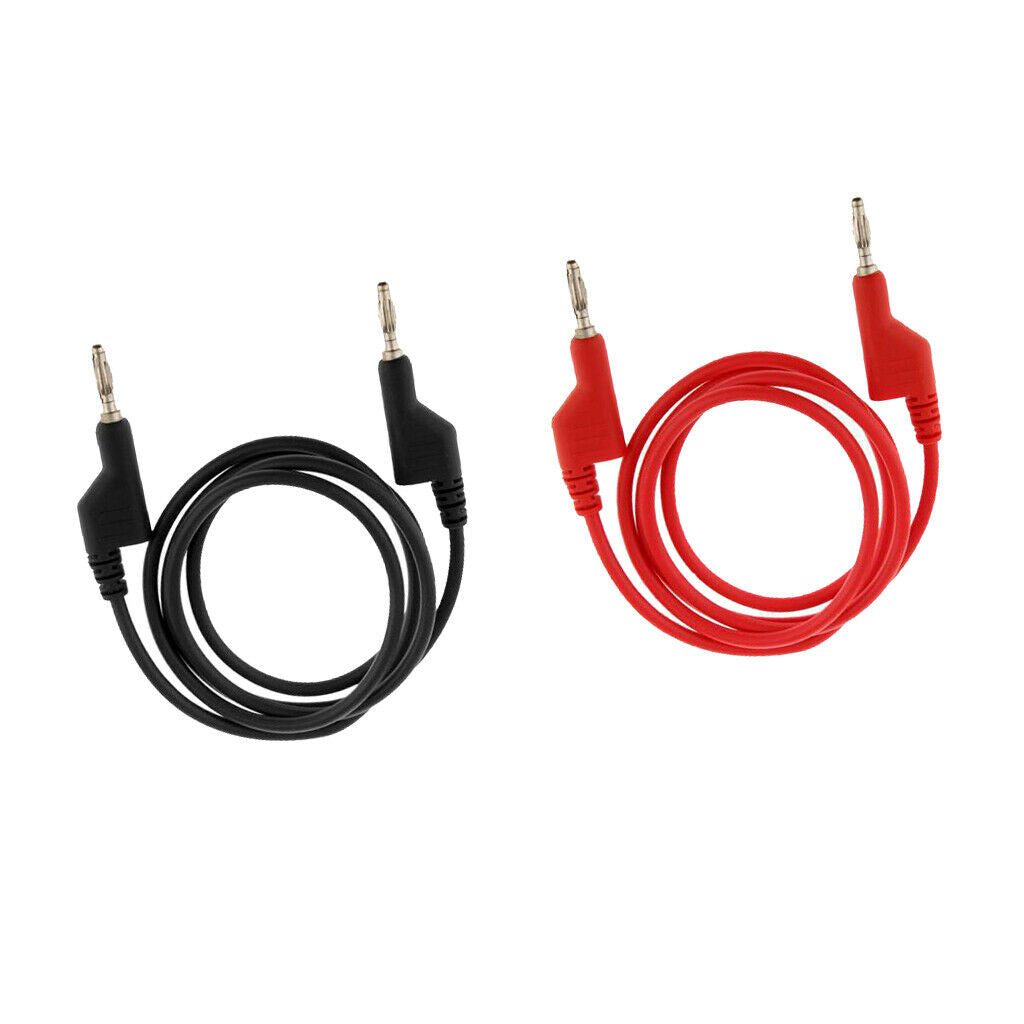 2Pcs Copper 25A Stackable 4mm Banana Plug Multimeter Test Cable Cord