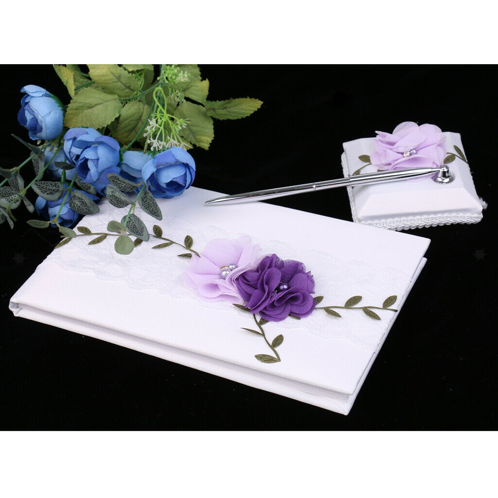 Wedding Purple Floral Guest Book Signature Book Party Decorations Supplies