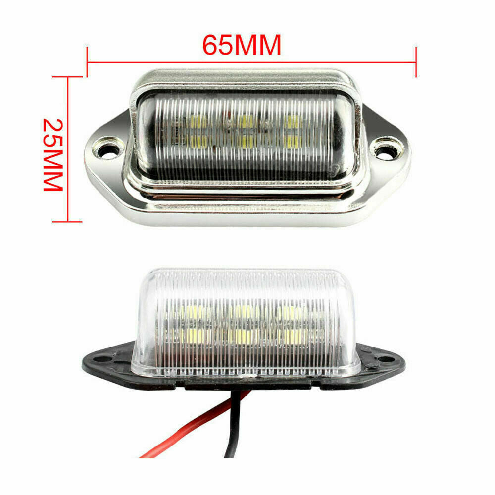 2x Chrome 6 LED License Plate Tag Light Lamp for Truck SUV Trailer Van Universal