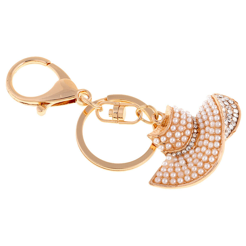 Crystal Keychain Hat Pendant Rhinestone Decorative Ornaments for Women Bags