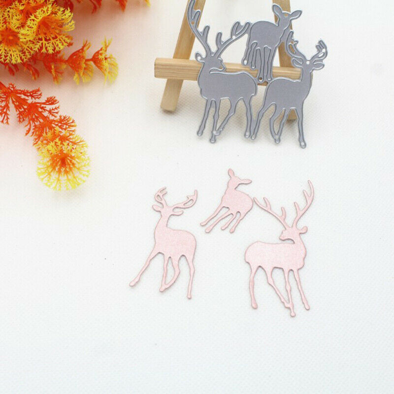 Craft Metal Cutting Dies 3pcs deer decoration scrapbook die cut Album Pap.l8
