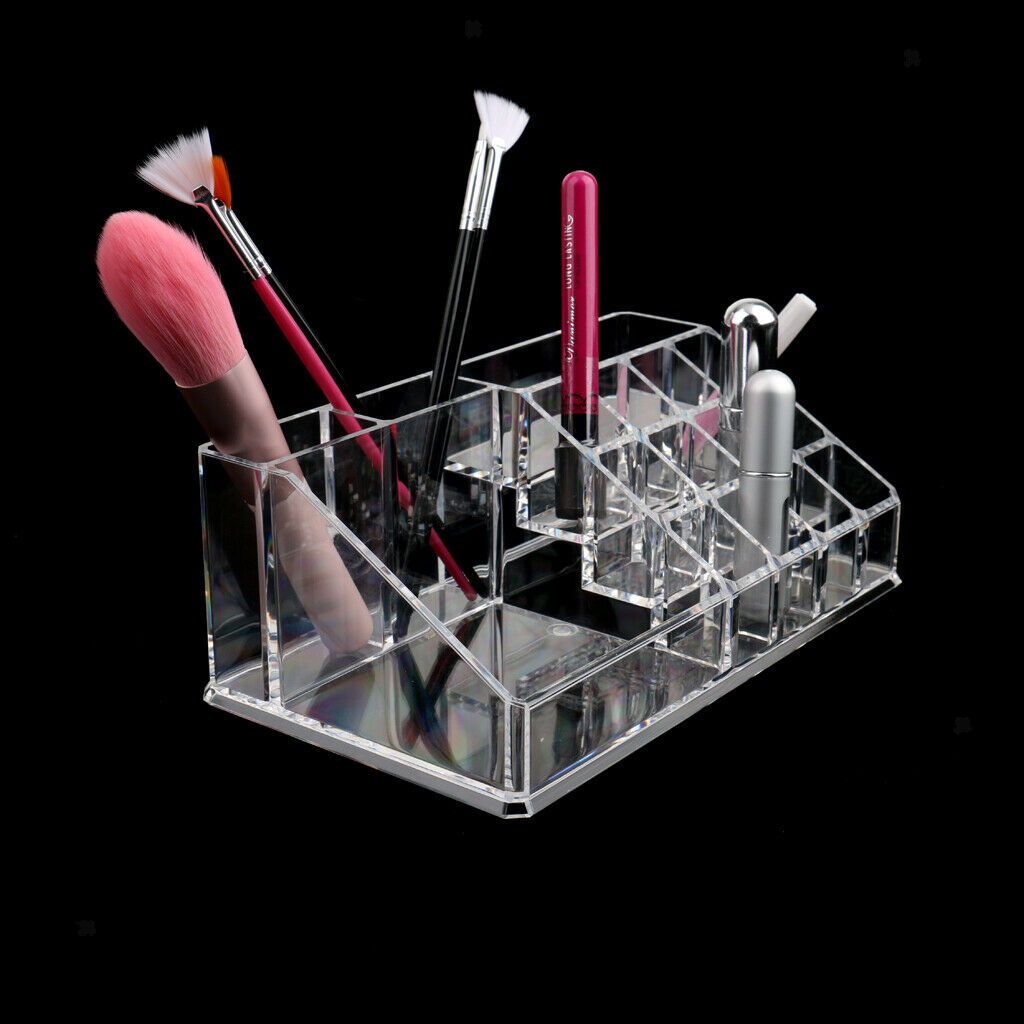 15 Slot Clear Acrylic Makeup Cosmetic Organizer Lipstick Brush Holder Stand