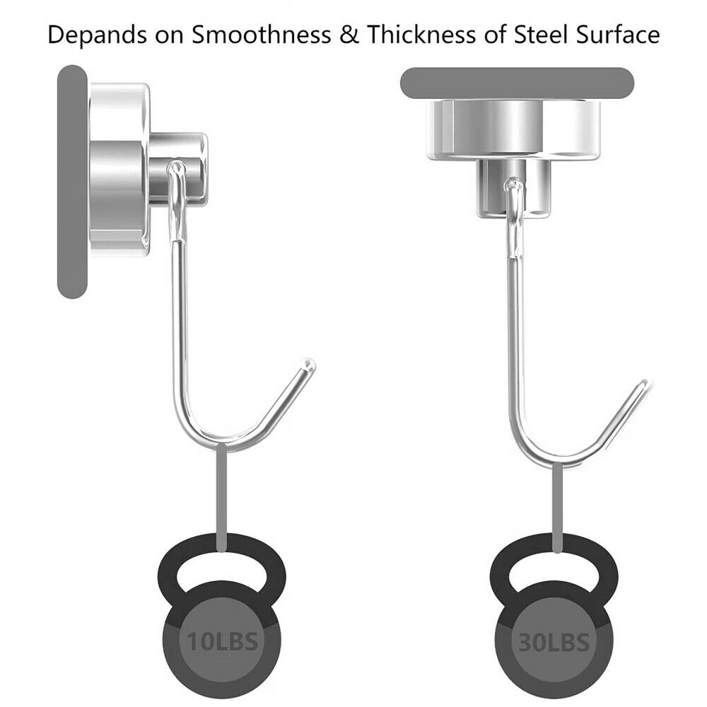 8pc Magnetic Hanging Hooks Stainless Steel Punch-free Hooks Set Home Office