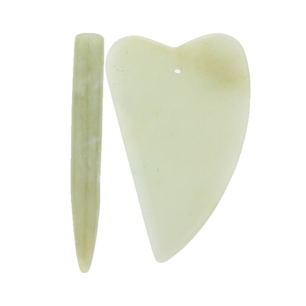 2PCS Natural Hsiuyen Jade GuaSha Scraping Massage Tools for SPA Acupuncture