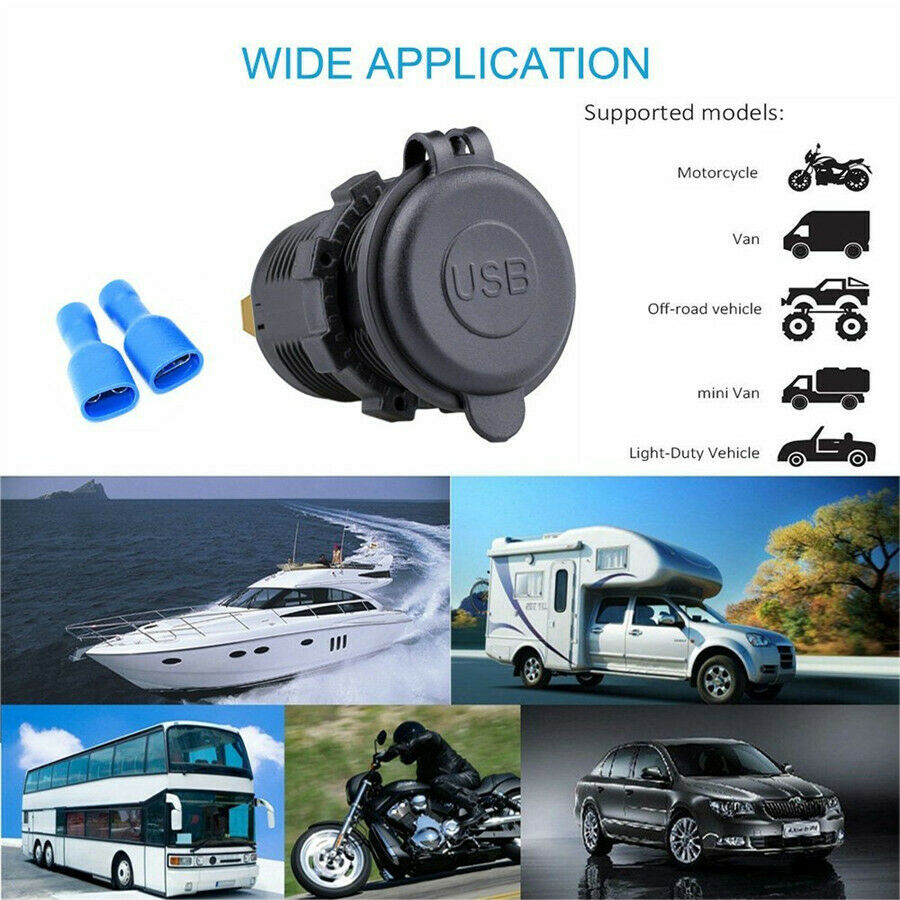 Double USB Quick Charger QC3.0 Power Outlet 2.4A Blue Led Indicator for Car Boat