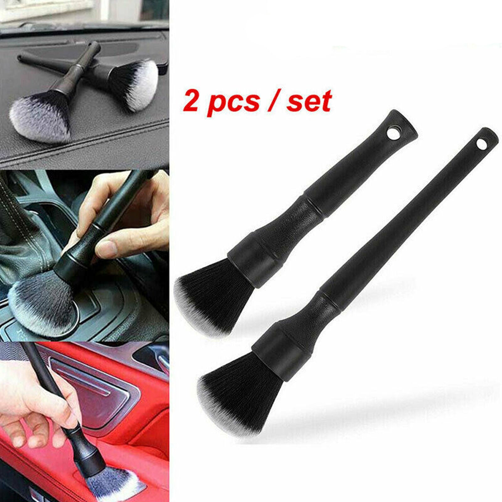 2pcs Car Brush Soft Detailing Brush Set Interior Brush Cleaning Brush Set