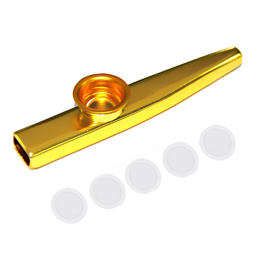 Musical Instrument Aluminium Alloy Kazoo with Diaphragm-Golden
