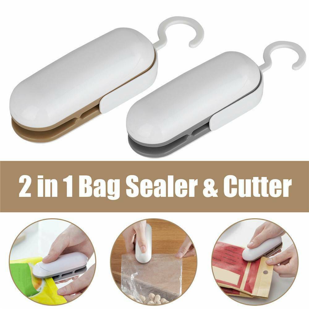 1x Portable Mini Heat Sealing Machine Household Plastic Bag 2 In1-Cutter /Sealer