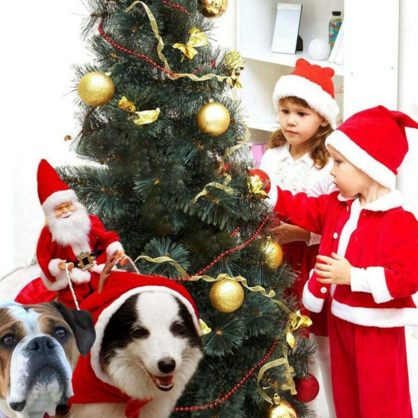 Christmas Santa Claus Pet Dog Fancy Dress Jacket Coat Costume Outfit Clothes XXL