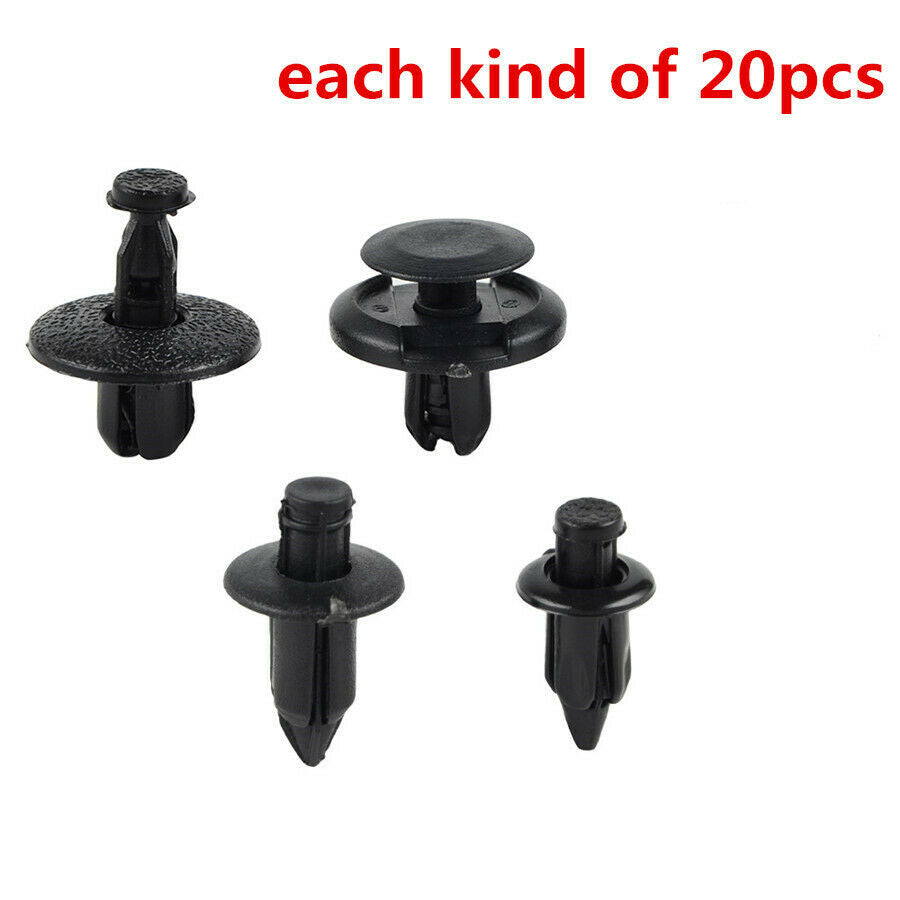 80PCS Motorcycle ATV Nylon Fairing Bolt Bodywork Push Pry Rivets Pin Kit Set