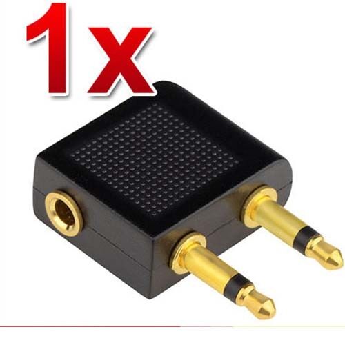 Airplane Airline Headphone Adapter for Audio Jack 2 Plug Air Plane Connector