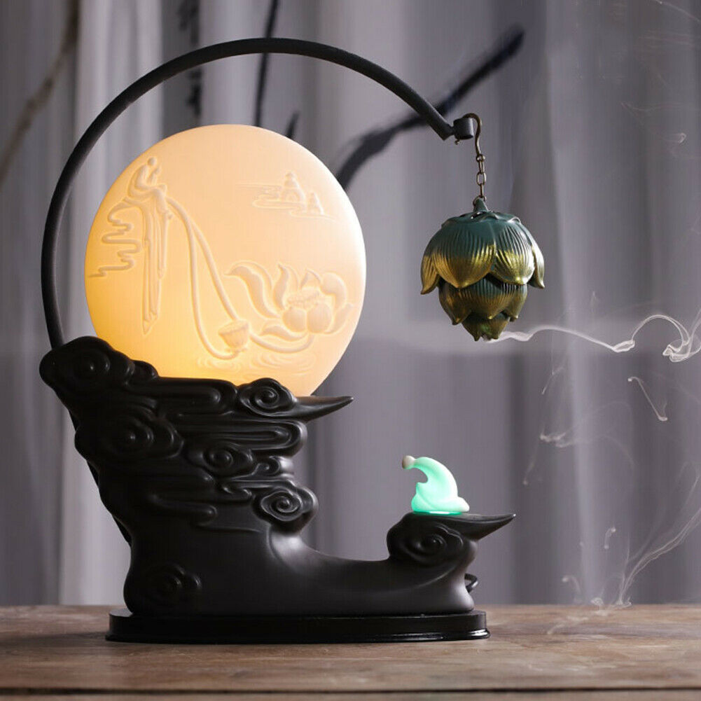 Ceramic Lotus Hanging Backflow Smoke Handcraft Incense Burner Censer Holde  NEW