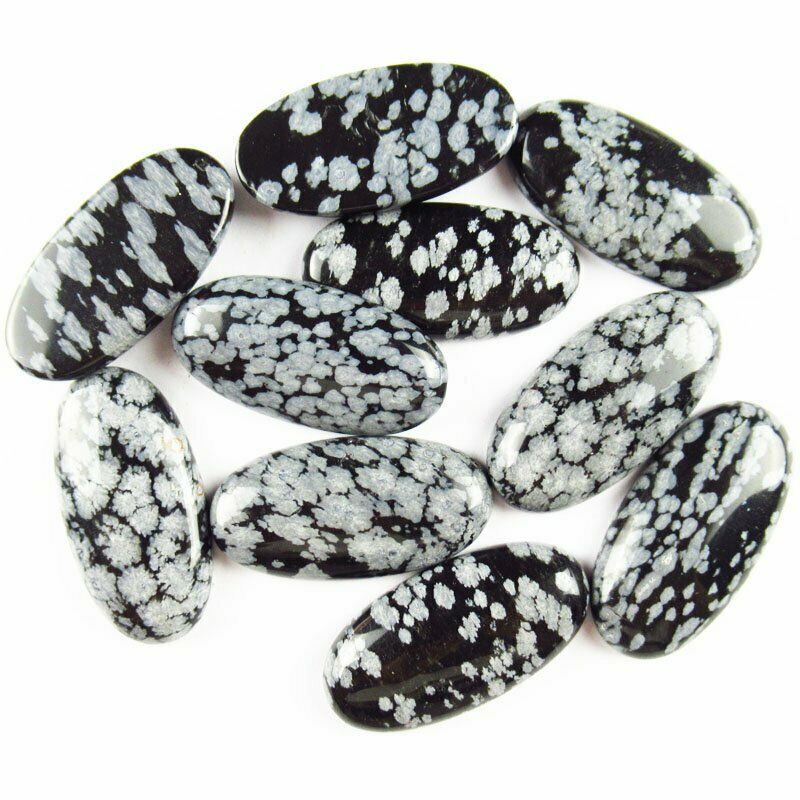 8pcs 30x15x5mm Natural Snowflake Obsidian 29g Oval Cab Cabochon A-315JM