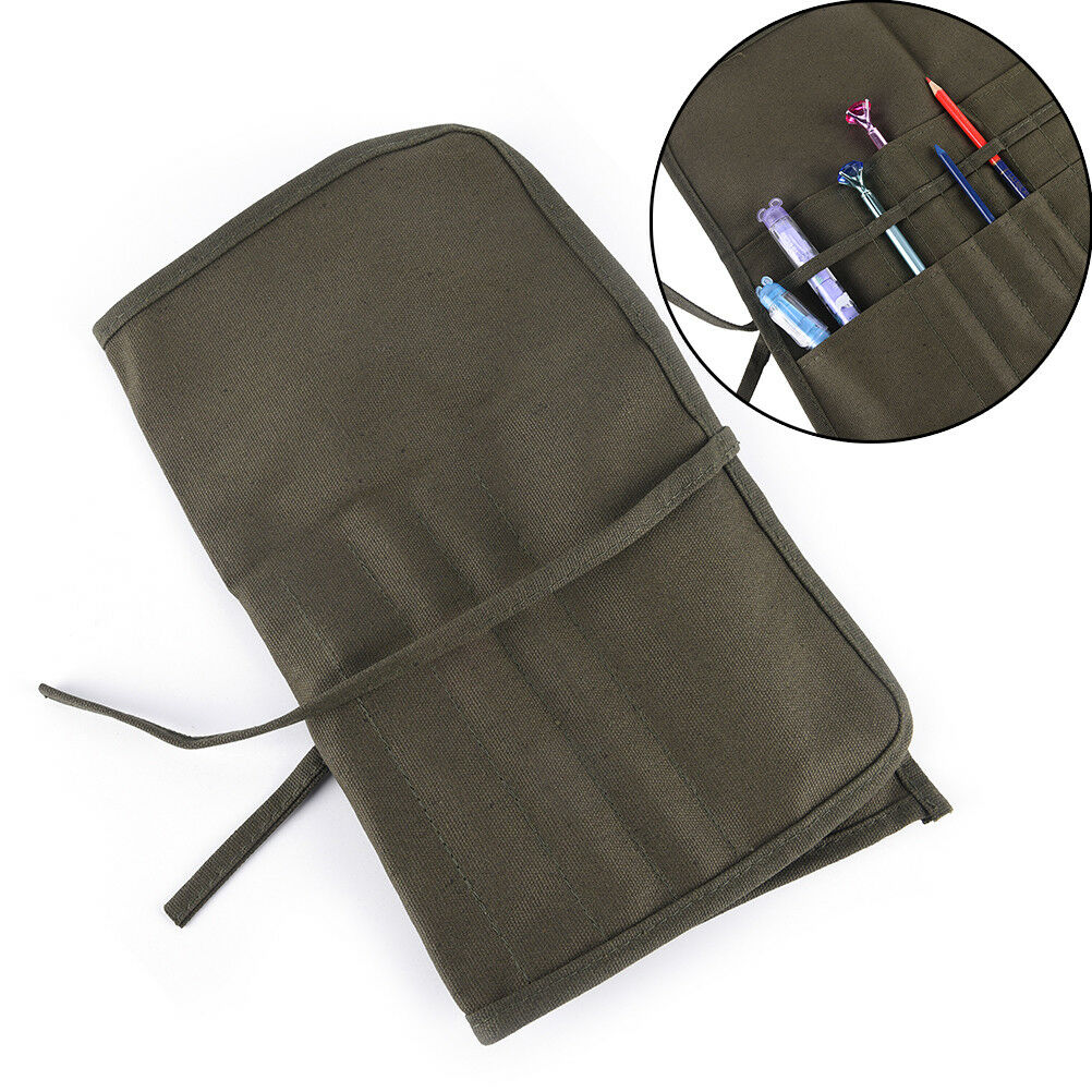 Roll Up Canvas Paint Brush Bag For Artist Draw Pen Brush School Arts SuppliesBDA