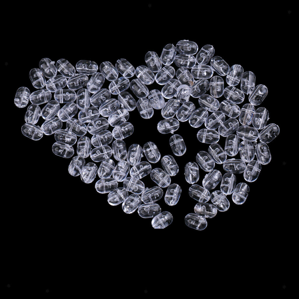 300 Pieces Fishing Beads Plastic Oval Beads Double Pearls Drill Cross Clear