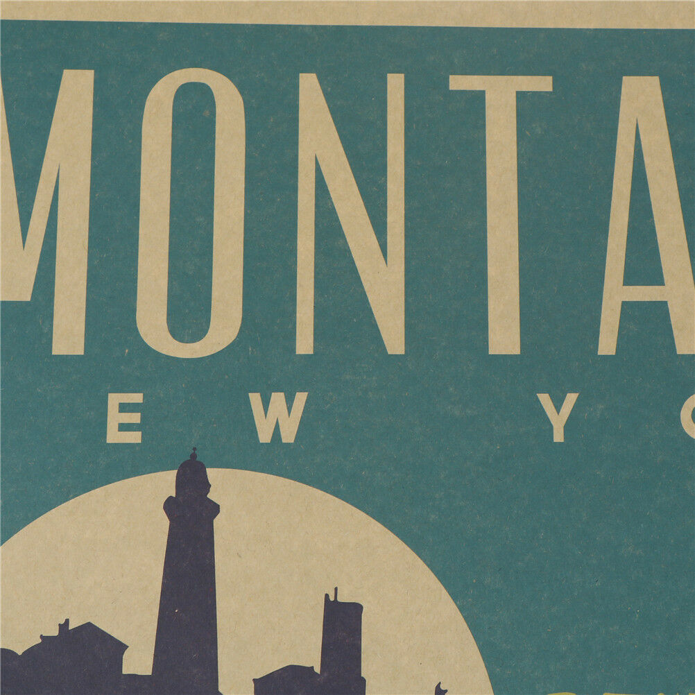 montauk new york kraft paper posters customer bedroom background wall sticker_DD