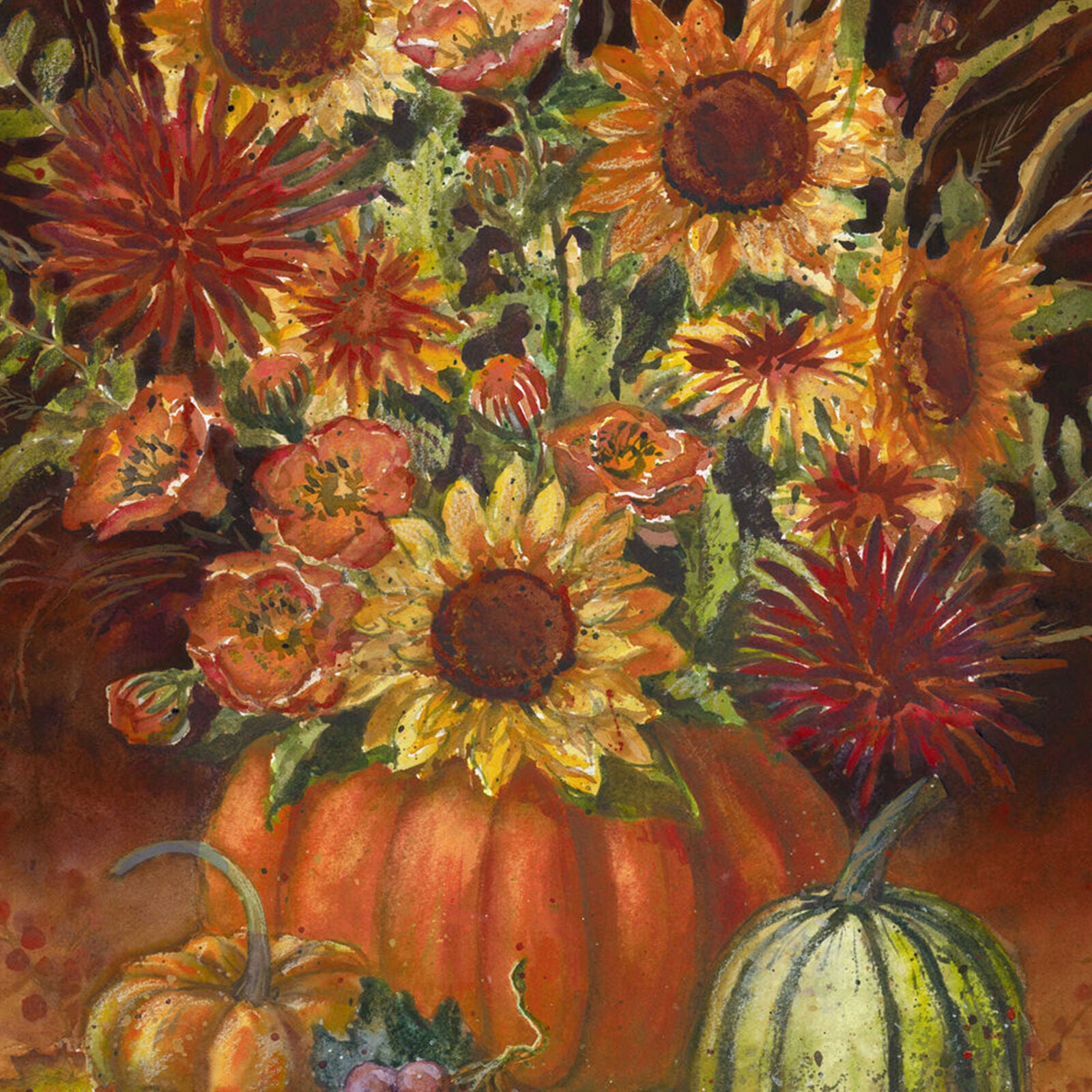 Toland Fall Burst 12.5 x 18 Colorful Autumn Flower Pumpkin Garden Flag