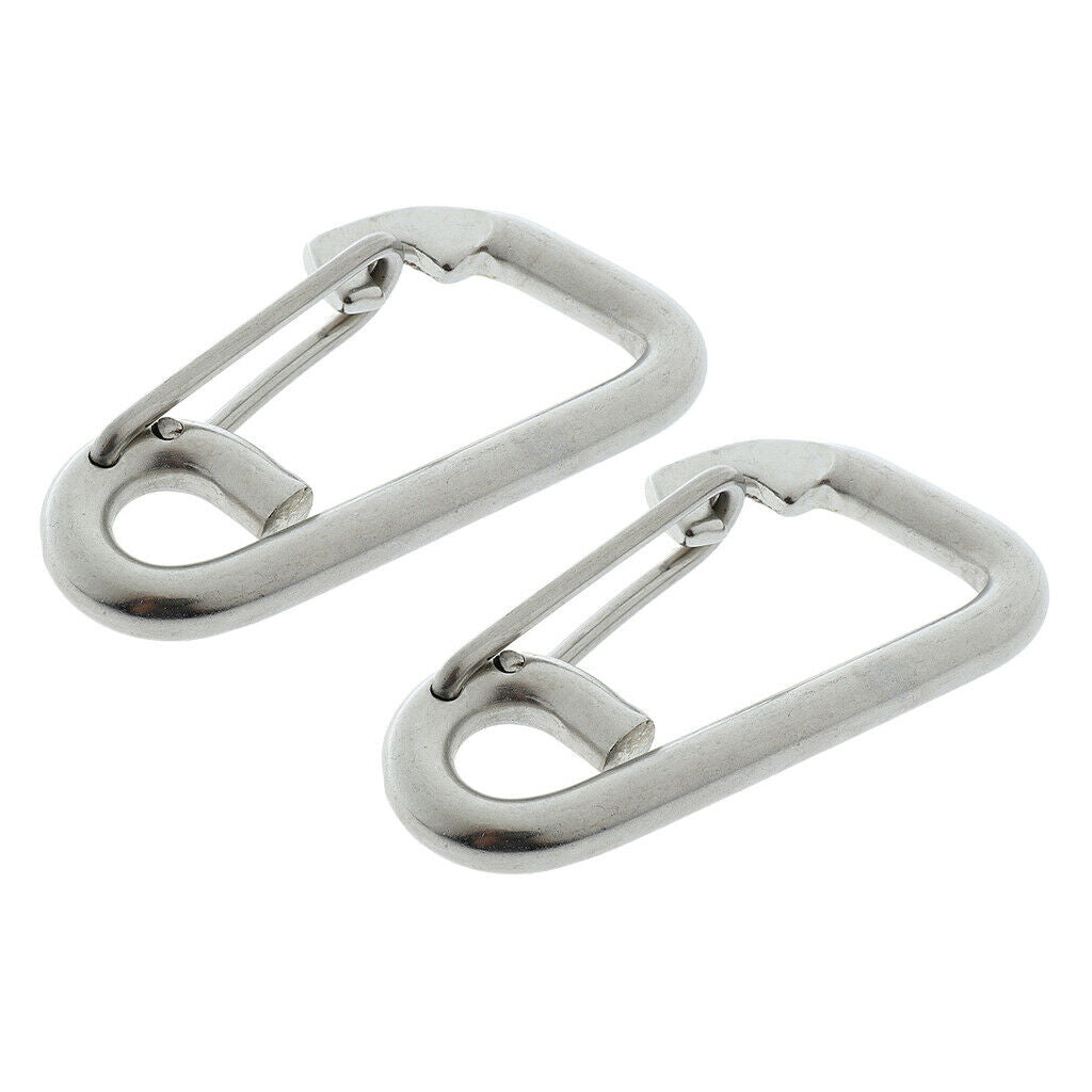 2x 6cm 304 Stainless Steel Spring Snap Hook Buckle Carabiner Rock Climbing