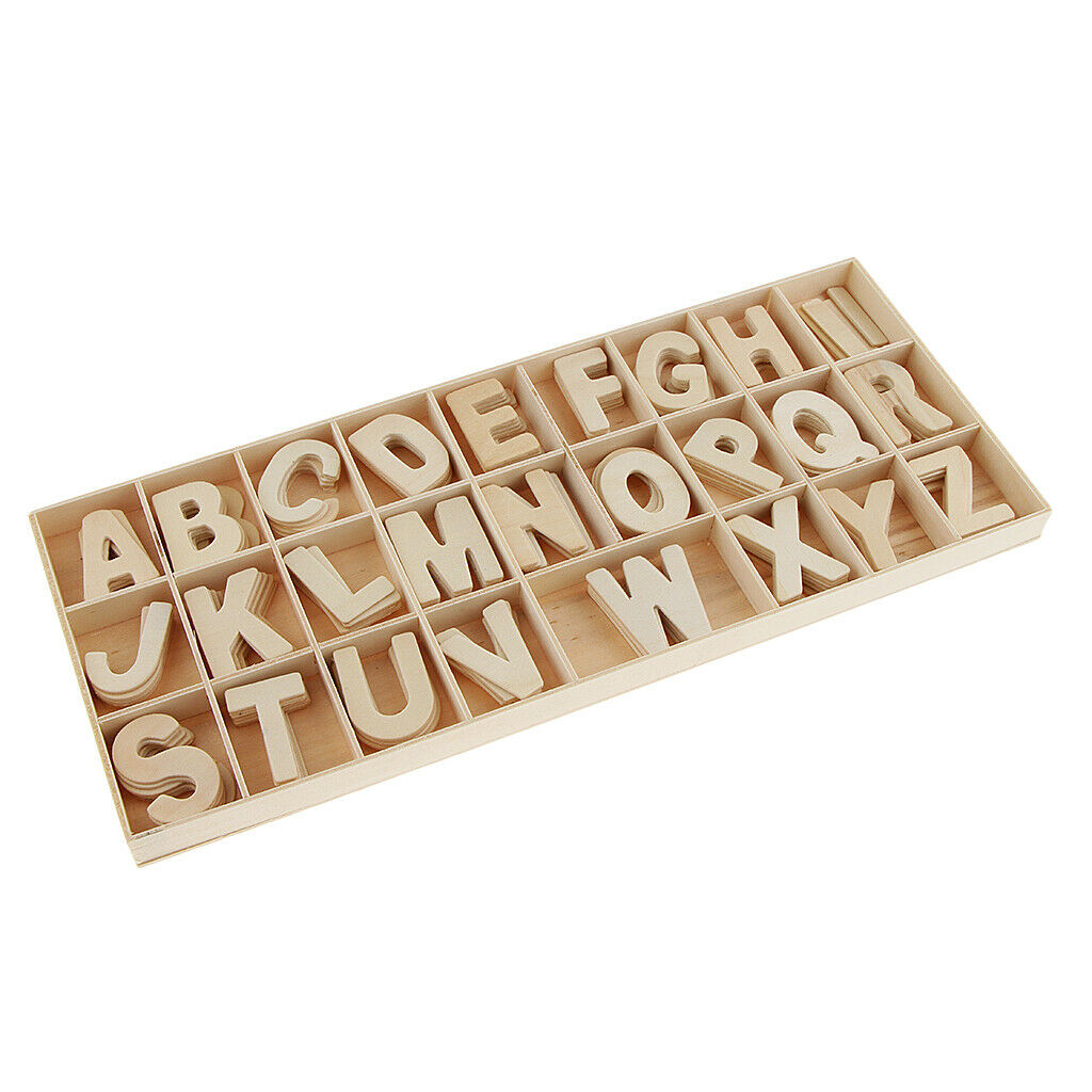 156PCS Wooden Letters,Wooden Craft Letters Shapes with Storage Tray Set,Kids