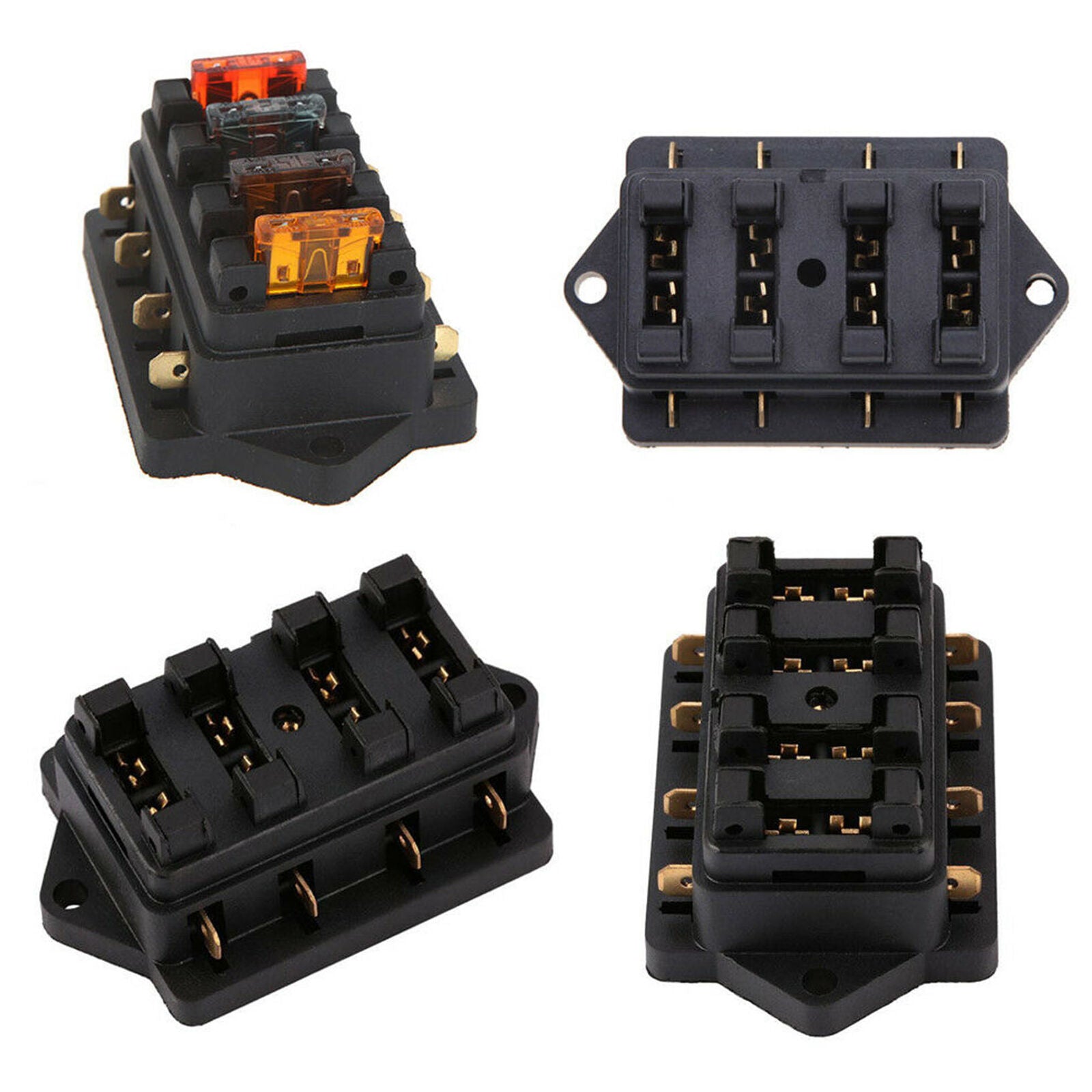 4 Way Car Boat Truck Circuit ATC ATO Standard Blade Fuse Box Holder Universal