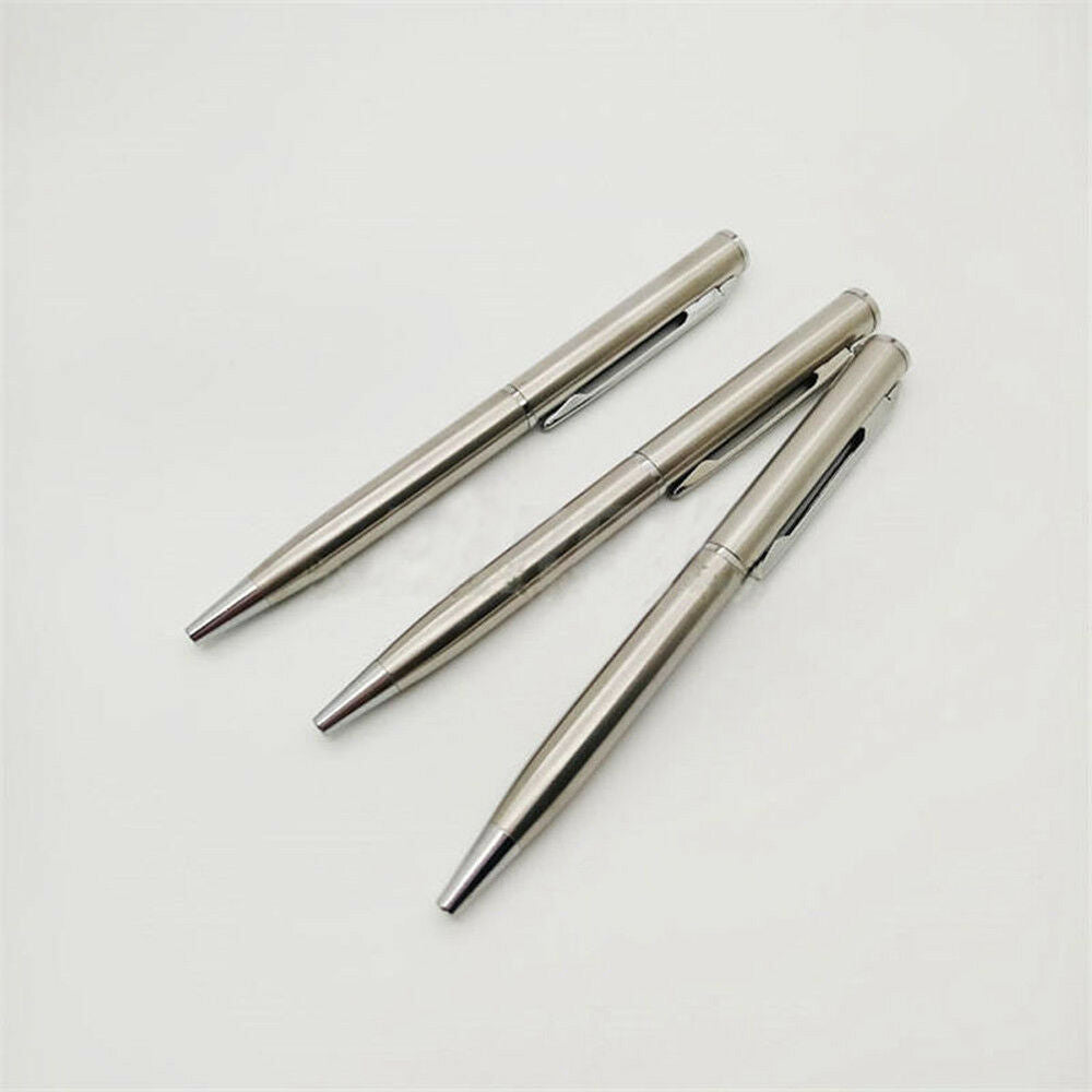 Classic Mini Stainless Steel Rotating Ballpoint Pen Office Stationery Black Ink