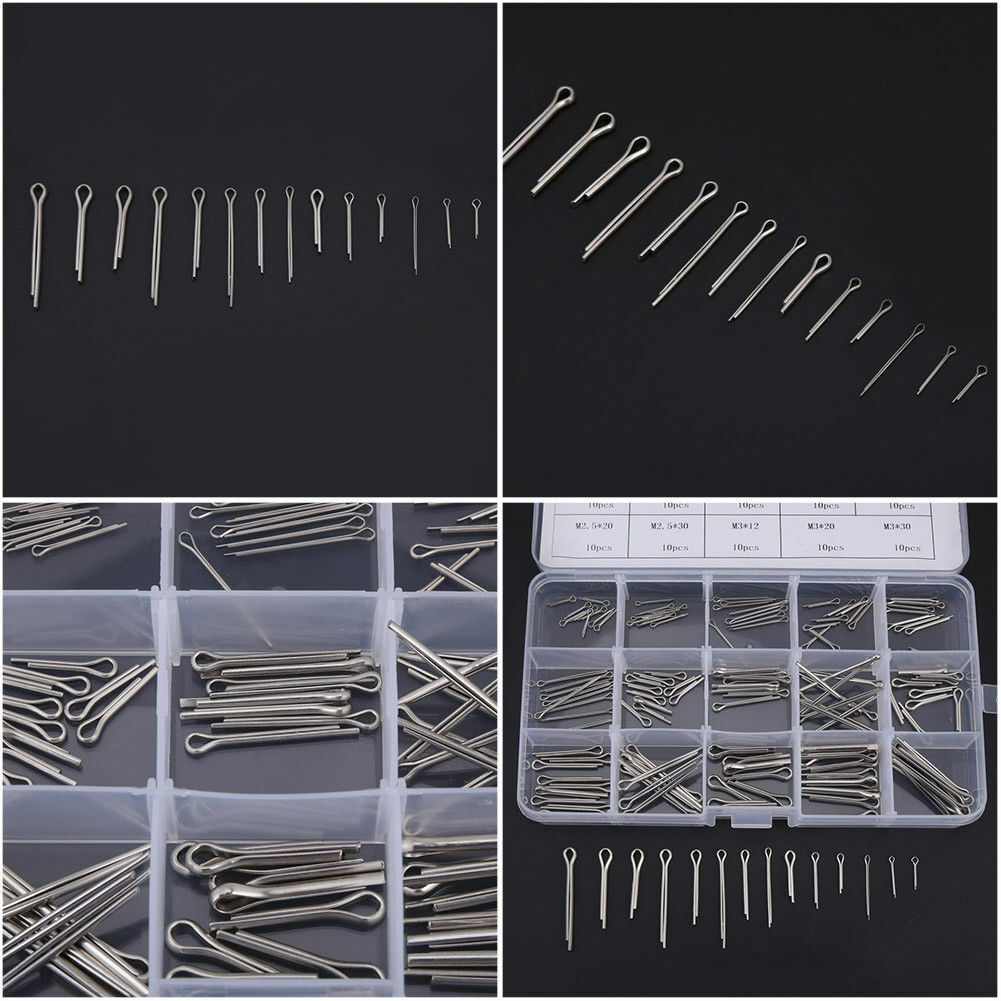 150Pcs 15 Kinds 304 Stainless Steel Split-Cotter Pins Kit M1 M1.5 M2 M2.5 M3 New
