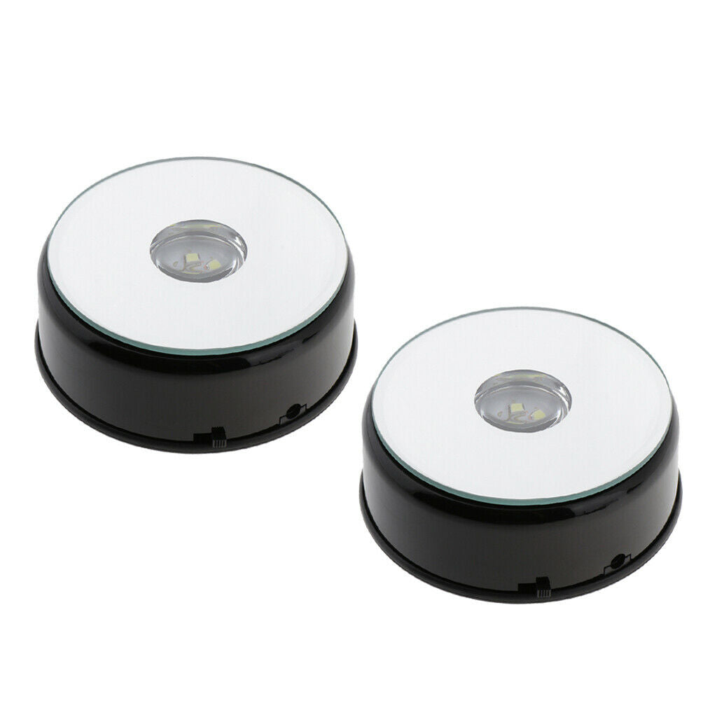 Lots 2 Rotating Display Holder w/ LED Lights for Retailers Watch Show Black