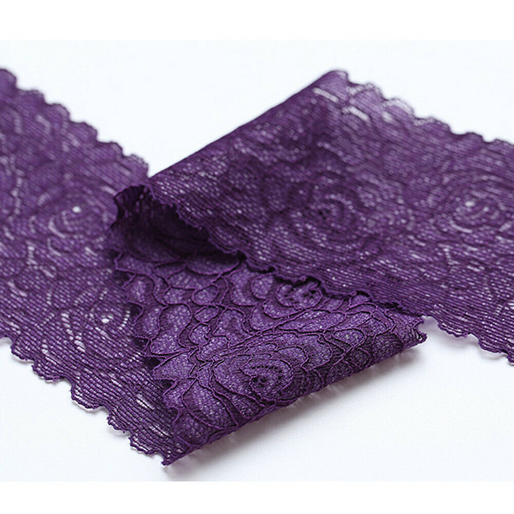 5Yards Purple Elastic Band Flower Embroidered Lace Trim Ribbon Fabric DIY Sewing