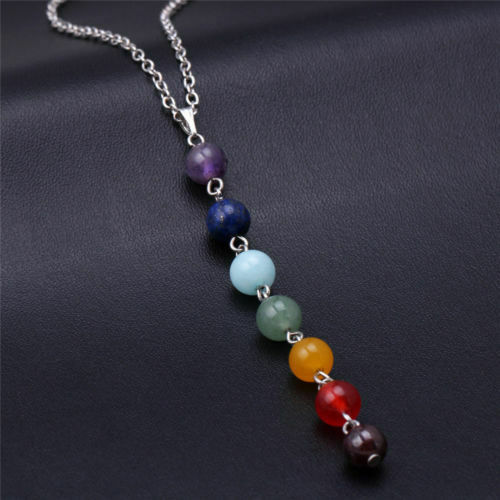 Jewelry Balancing Yoga Healing Reiki Necklace 7 Chakra Beads Pendant Chain