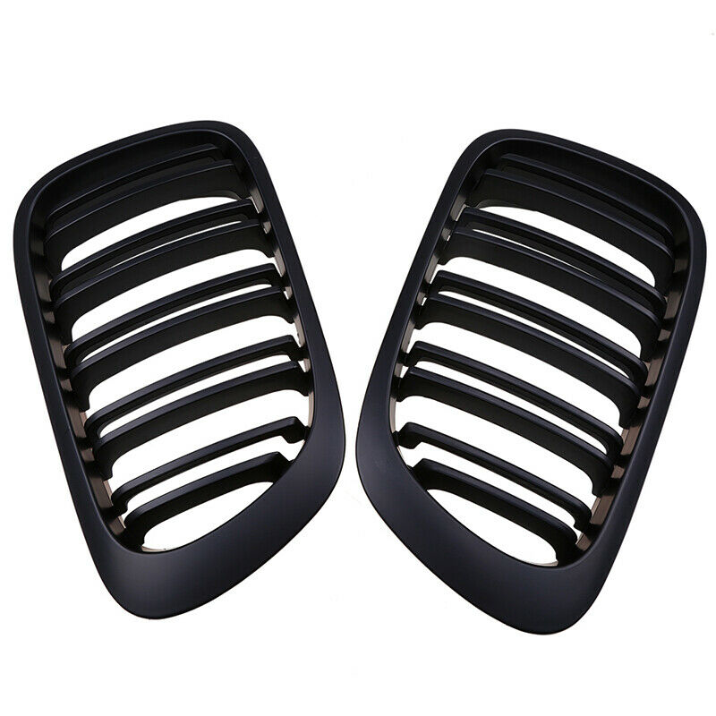 For BMW 3Series E46 M3 1999-2007 Pair Front Kidney Grilles Dual Slat Matte Black