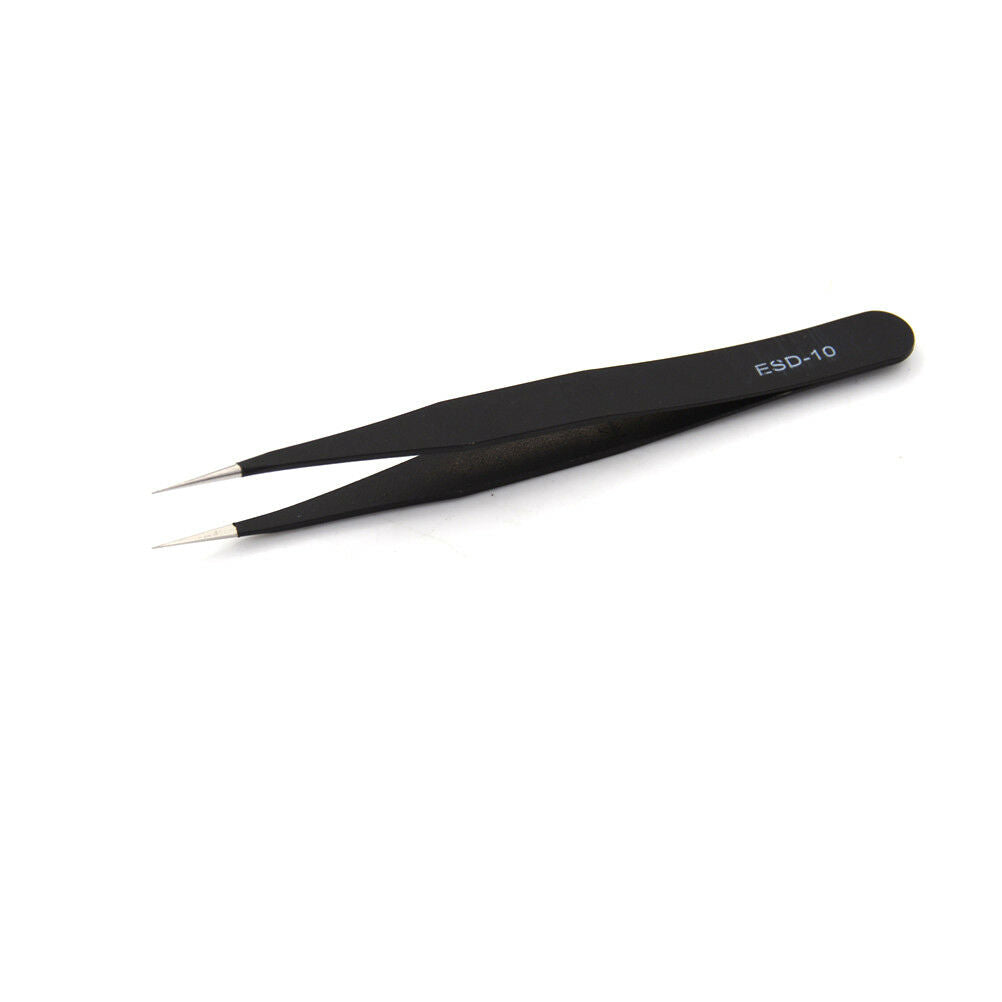 2Pcs/set New Black Anti-static Straight Curved Tweezers Fashion Tools .l8