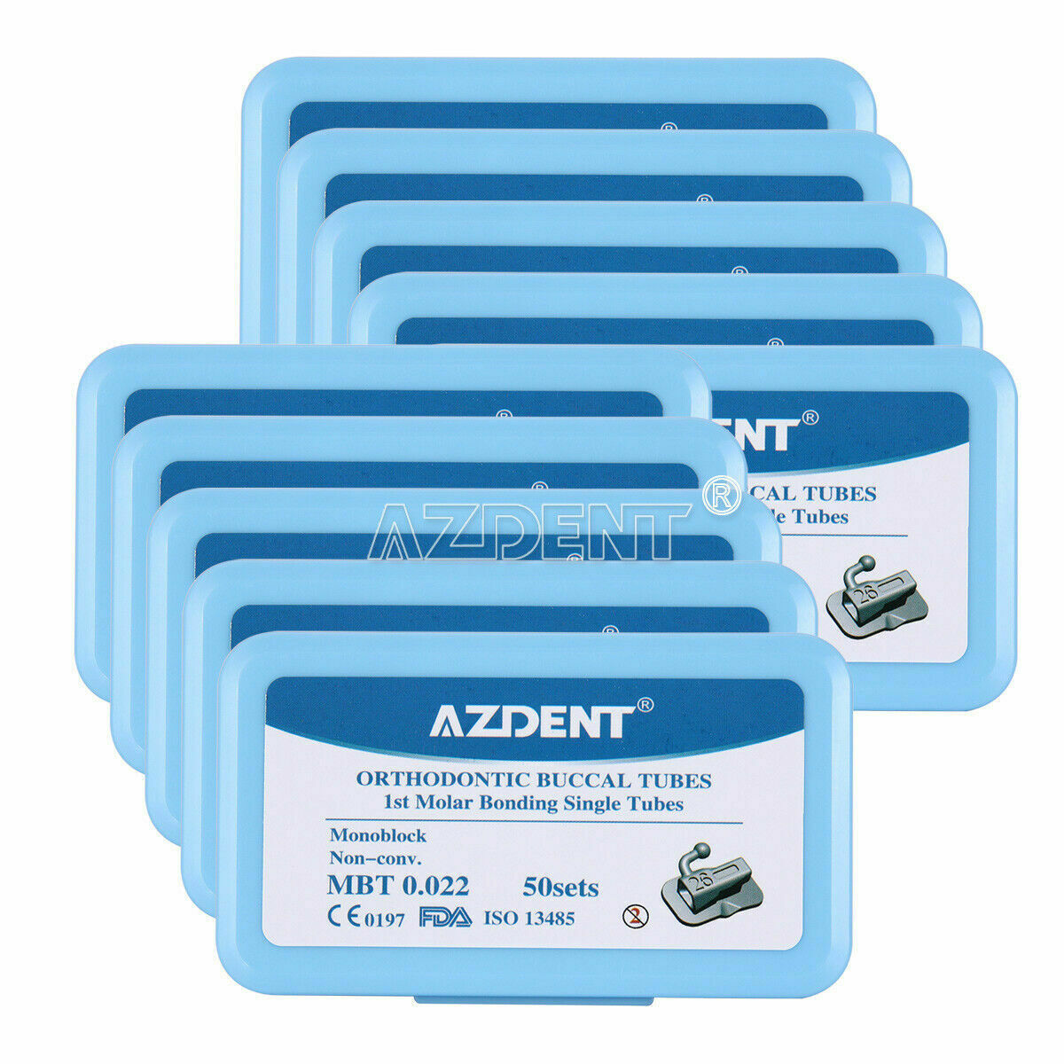 5 X Dental Ortho Bondable Buccal Tubes 1st Molar MBT 0.022 Non-Conv AZDENT
