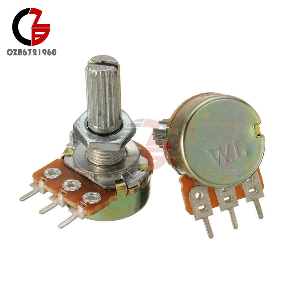 5PCS NEW 5K Ohm B5K Knurled Shaft Linear Rotary Taper Potentiometer