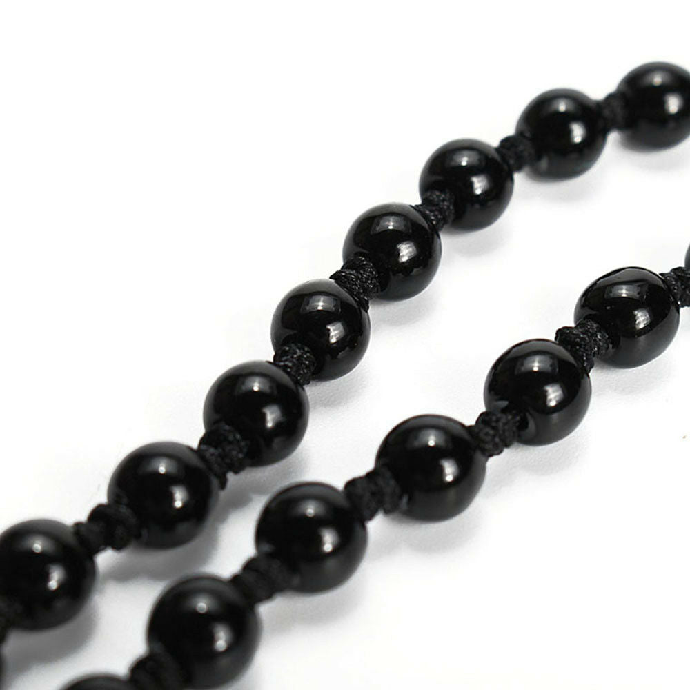 Natural Black Obsidian Carved Buddha Head Lucky Amulet Pendant Necklace Women
