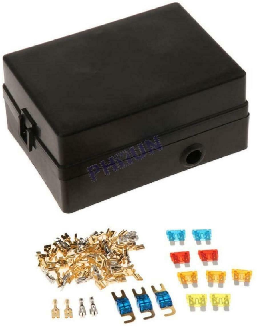 12-Way Blade Fuse Box w/ 9-Way Relay Box Assembly For Car Truck SUV Marine Boat