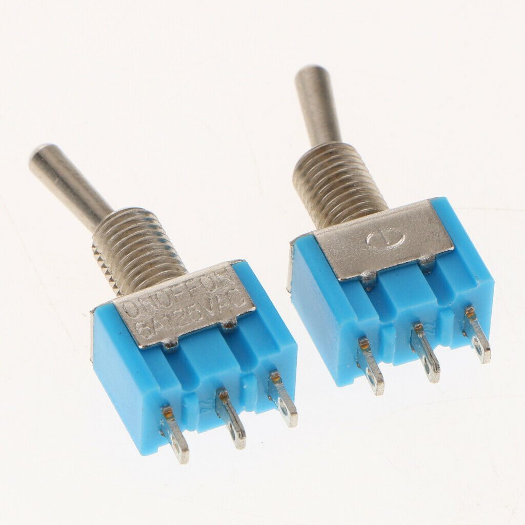 5Pcs MTS103 ON/Off/On Mini Toggle Switch 125VAC 6A 3-Pins Blue 6mm / 0.24''