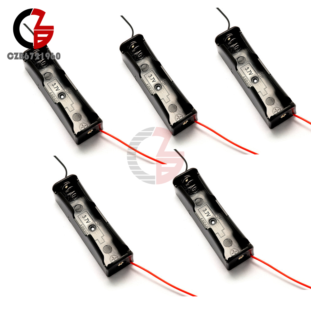 5PCS 18650 Plastic Battery Storage Case Box Holder With Wire Cables For Battery