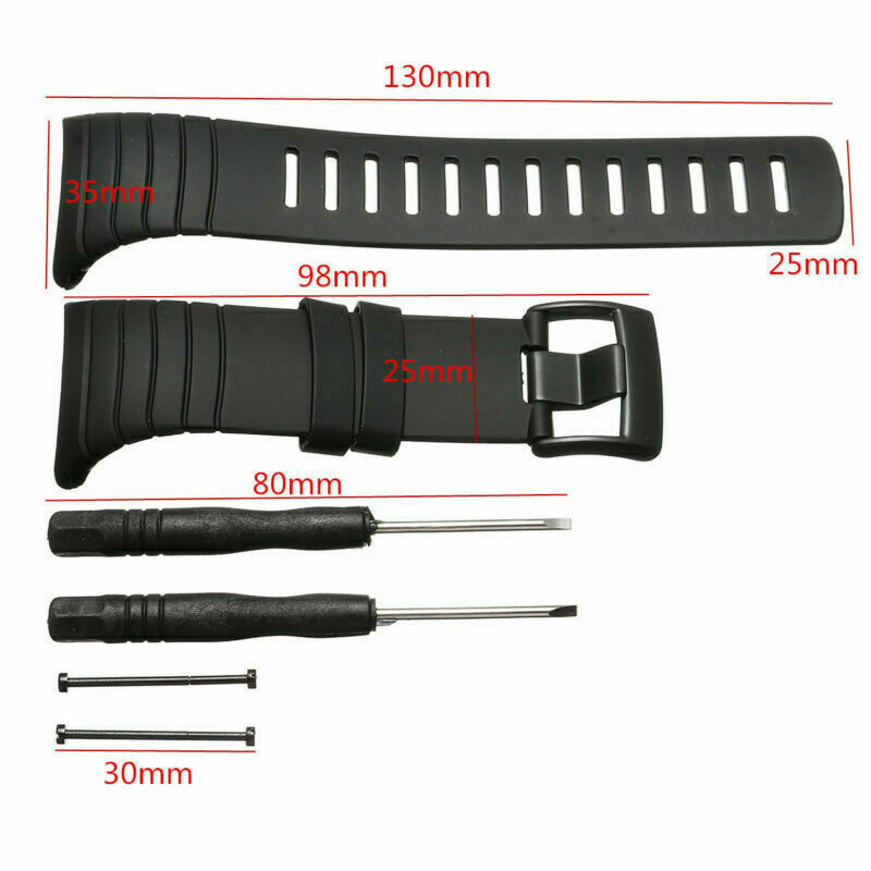 Outdoor Black Silicone Watch Strap Wristband Replacement + Clasp For Suunto Core