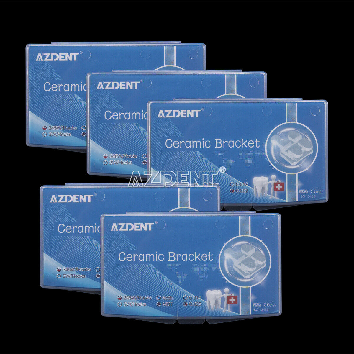 5X Style Dental Ortho Brackets MBT.022 3 4 5HK Ceramic Marked Invisible Clear