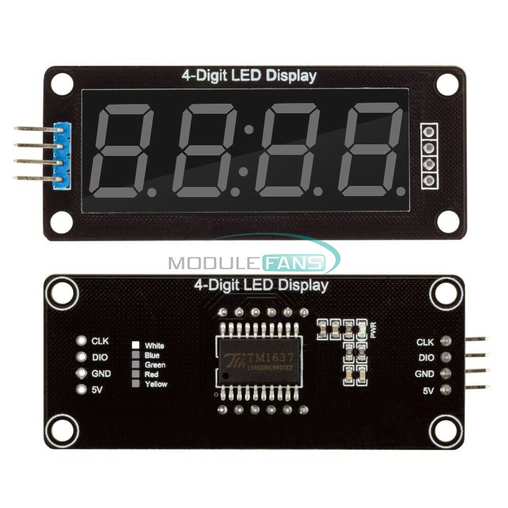 White TM1637 0.56" inch 4-Bits Digital LED Clock Tube Display 5V for Arduino