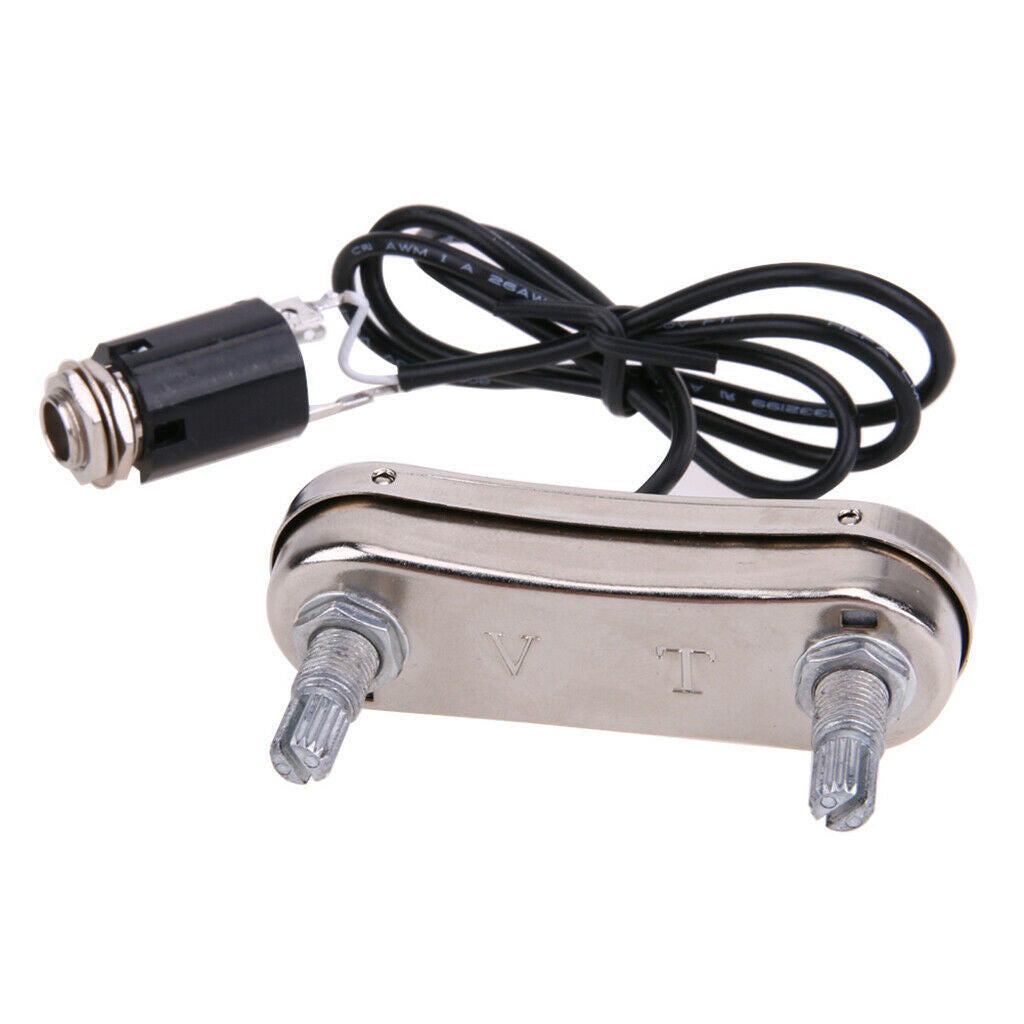 Set of Electric Violin Pickup Bridge Preamp with 2.5mm Plug 6.35mm Jack for 4/4