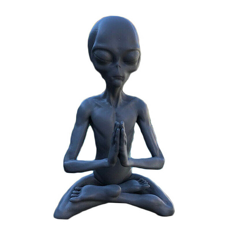Mini Extraterrestrial Meditating Alien Statue Roswell Sculpture UFO Ornament