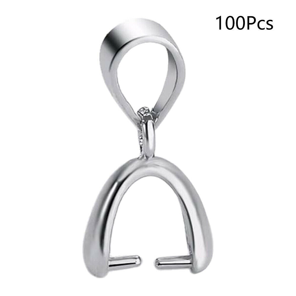 100x Pinch Bail Pinch Pendant Bail Clasp Pendant BailClip Connector Necklace HN