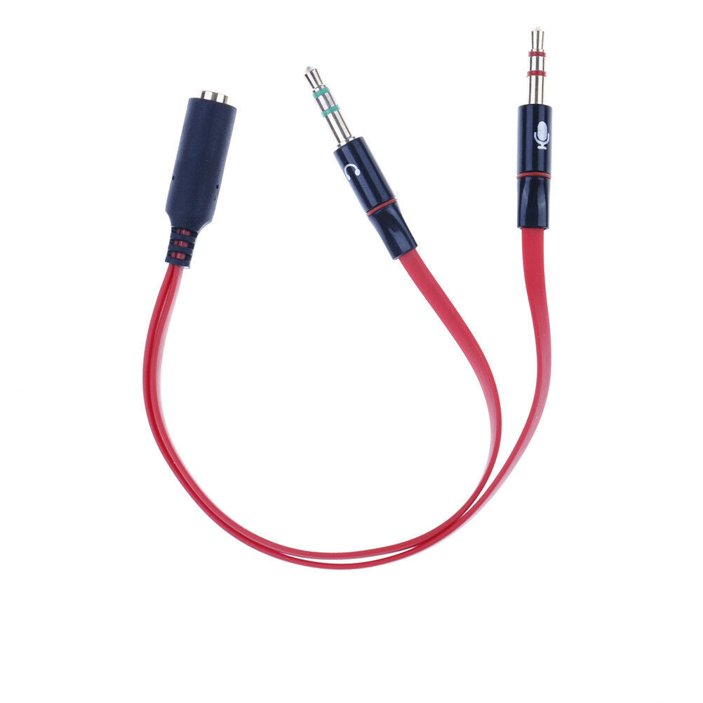 Y%Splitter 1 Female to 2 Male 3.5mm Mic Stereo Audio Adapter Audio Cable .l8