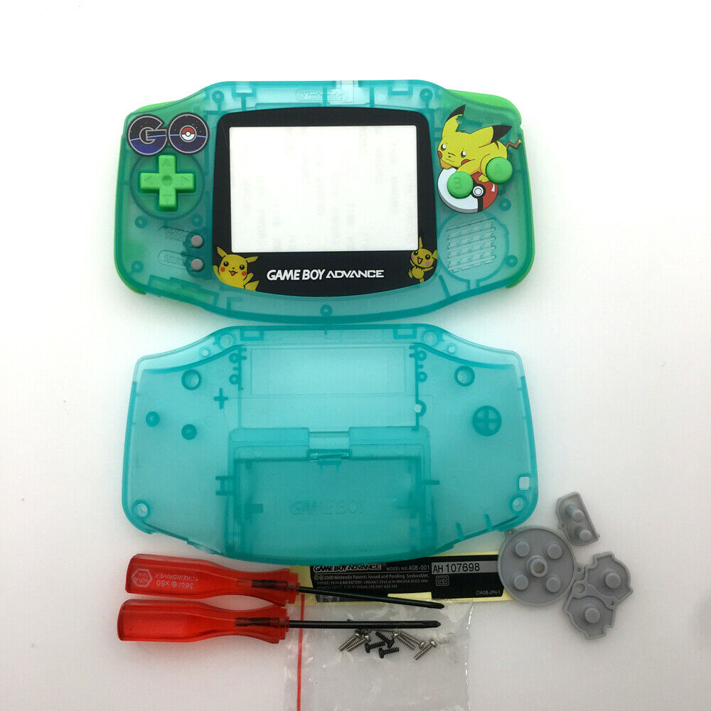 Luminous Clear Green Pokemen GBA Housing Case cover For Game Boy Advance Console