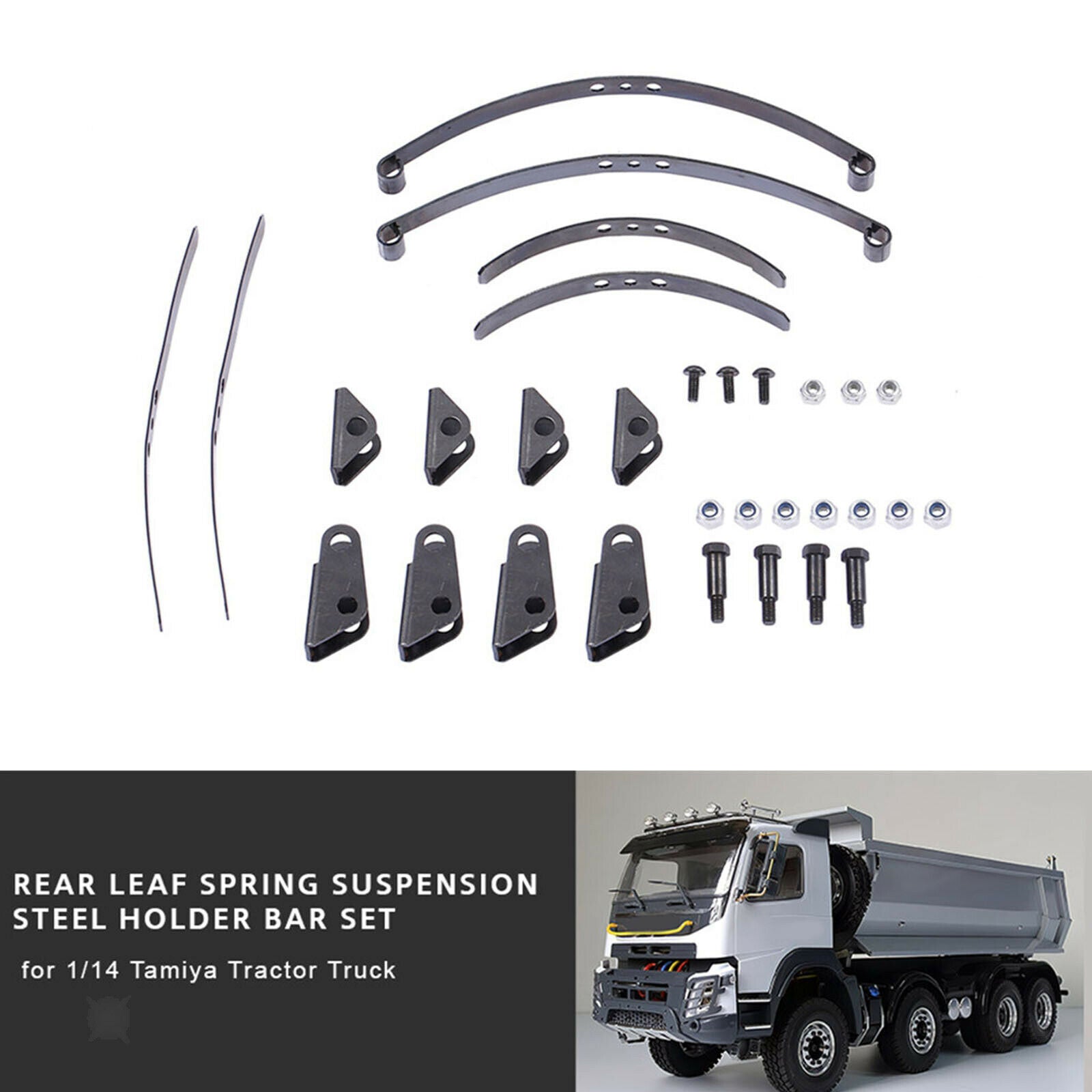 Solid Leaf Spring Suspension System Set for Tamiya 1/14 RC Tractor Trucks