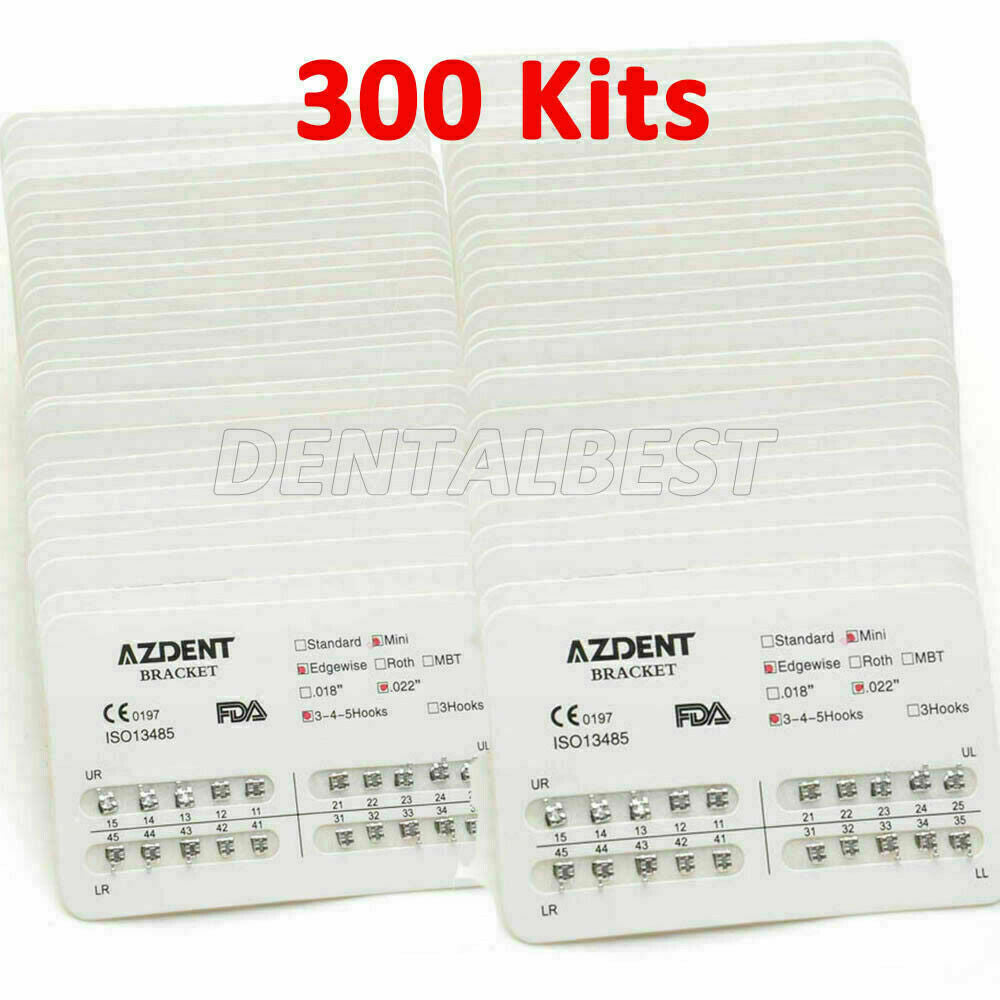 300 X Orthodontic Bracket Ultrathin Mini Edgewise Slot.022 Hooks 3-4-5 AZDENT