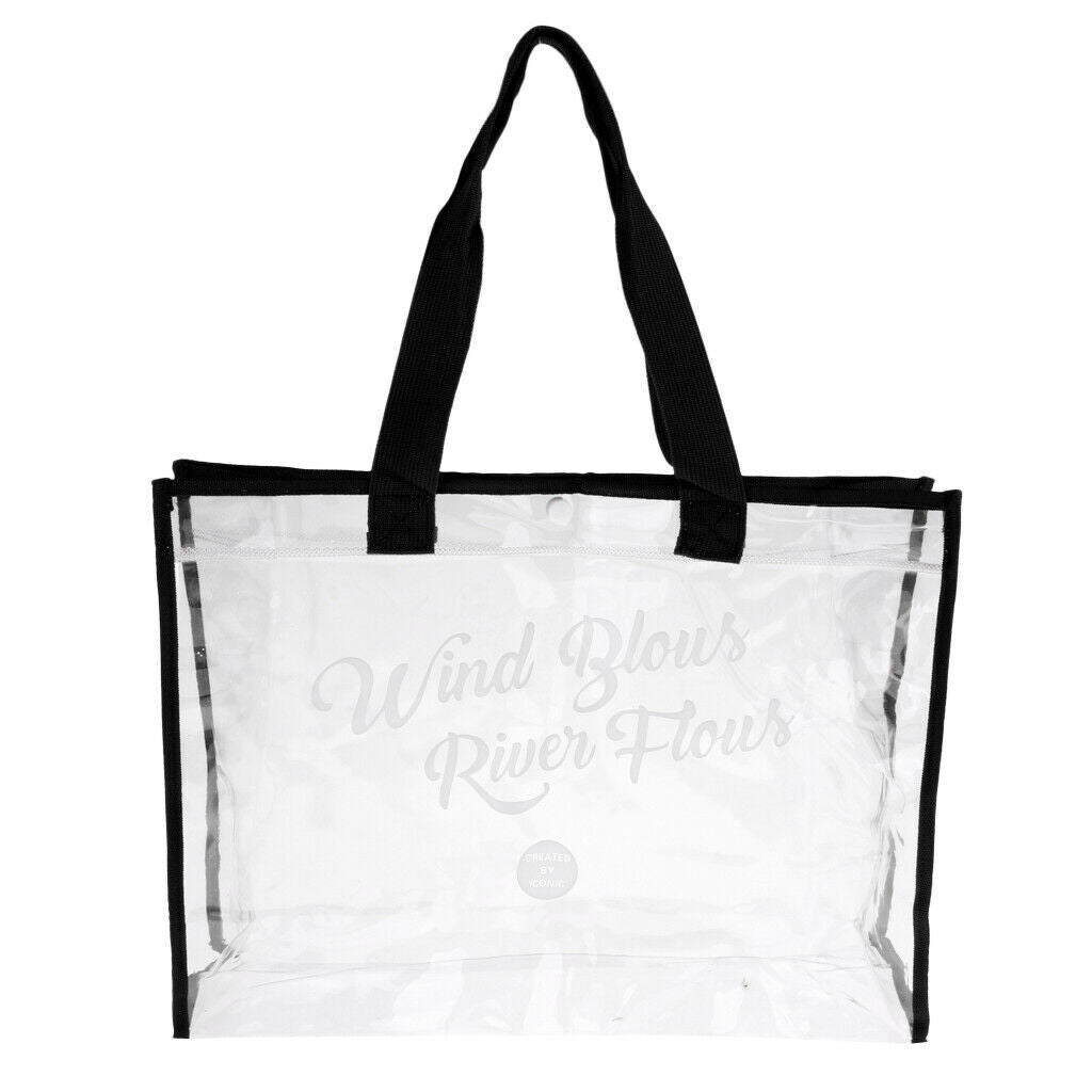 Waterproof Clear Hand Tote Bag for Outdoor Camping Swimming Beach Black